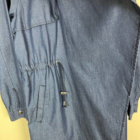 1 Sunset Lane Jacket Womens Large Blue Chambray Duster Draped Open Front Cinched - Picture 8 of 16